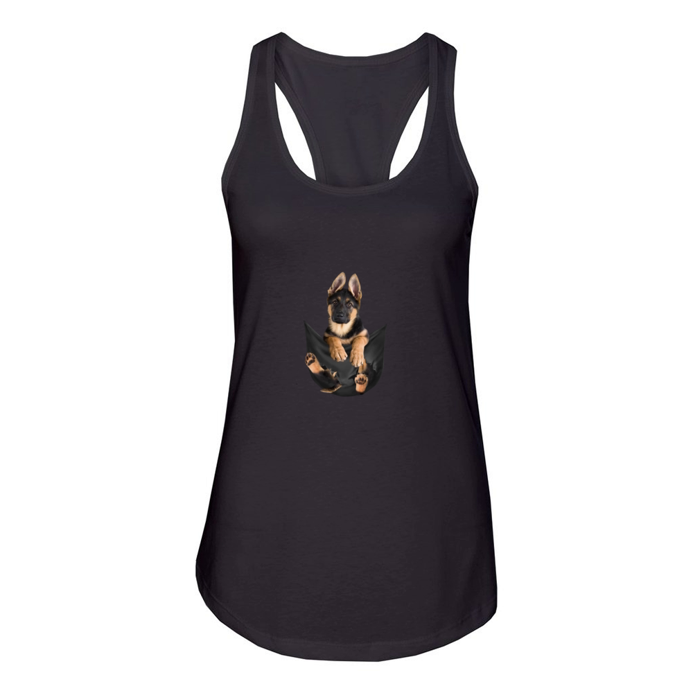 German Shepherd In Pocket Women's Racerback Tank
