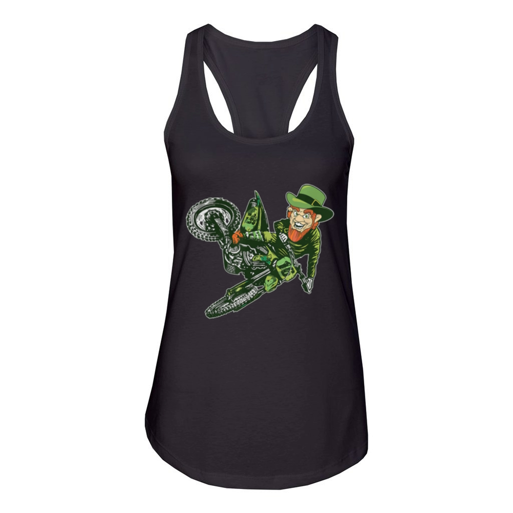 Great Motocross St Saint Patrick’s Mx Day Leprechaun Dirt Bike Women's Racerback Tank
