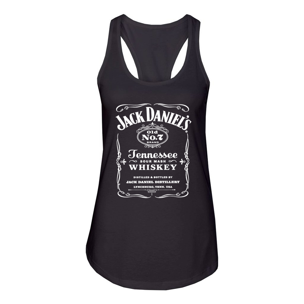 Jack Whiskey Graphic Daniels Old No 7 Label Womens Black Women's Racerback Tank