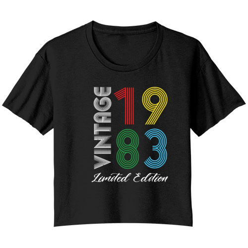 Vintage 1983 Vintage Birthday Retro Vintage Bella Ladies Flowy Crop T-shirt