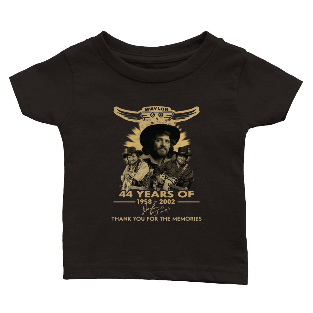 Official Waylon Jennings Signature Thank You For The Memories Classic Baby Crewneck T-shirt
