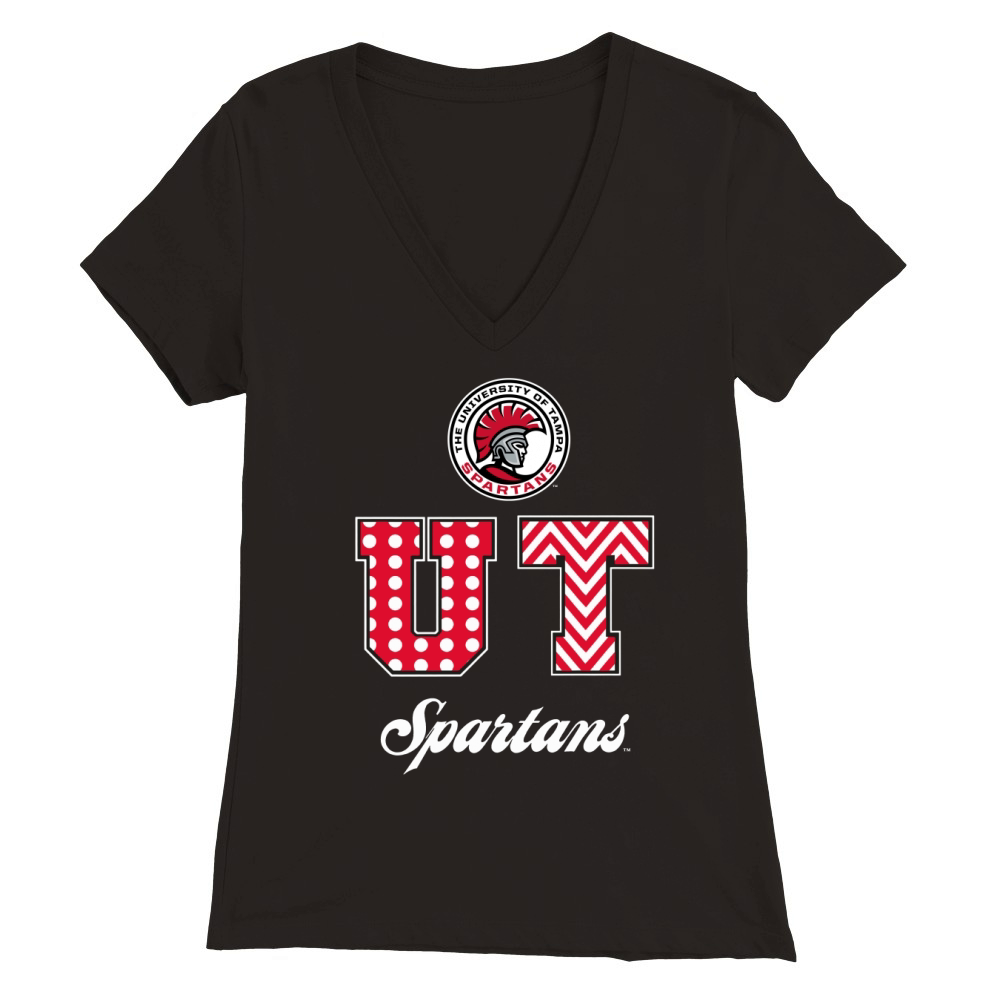 Tampa Spartans - Patterned Letters Premium Womens V-Neck T-shirt