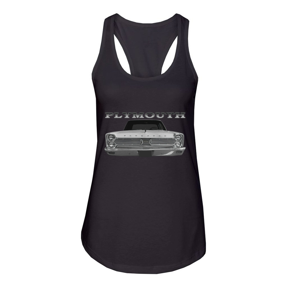 1966 Plymouth Fury Front White Women's Racerback Tank