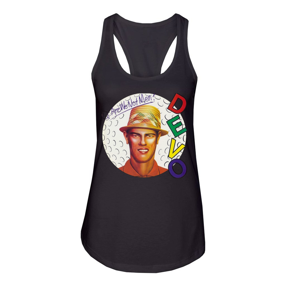 Devo Are We Not Men? Women's Racerback Tank