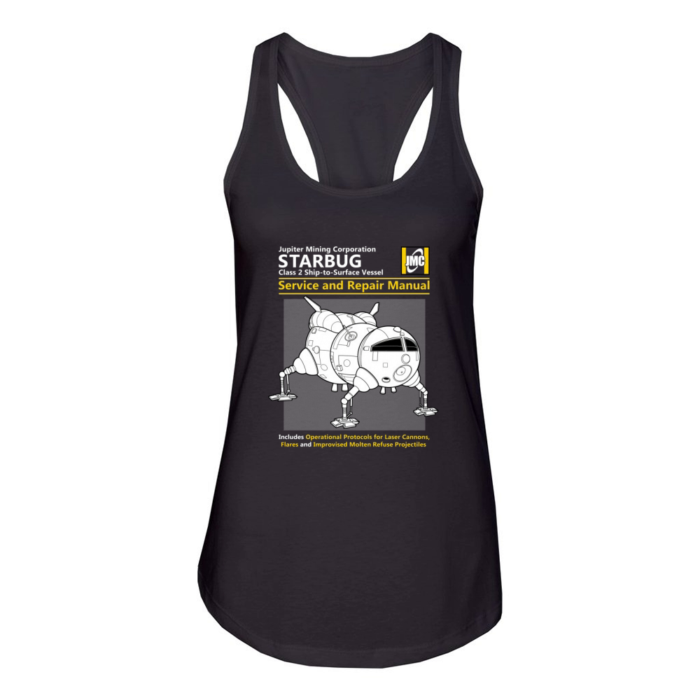 Red Dwarf Starbug Service and Repair Manual Women's Racerback Tank