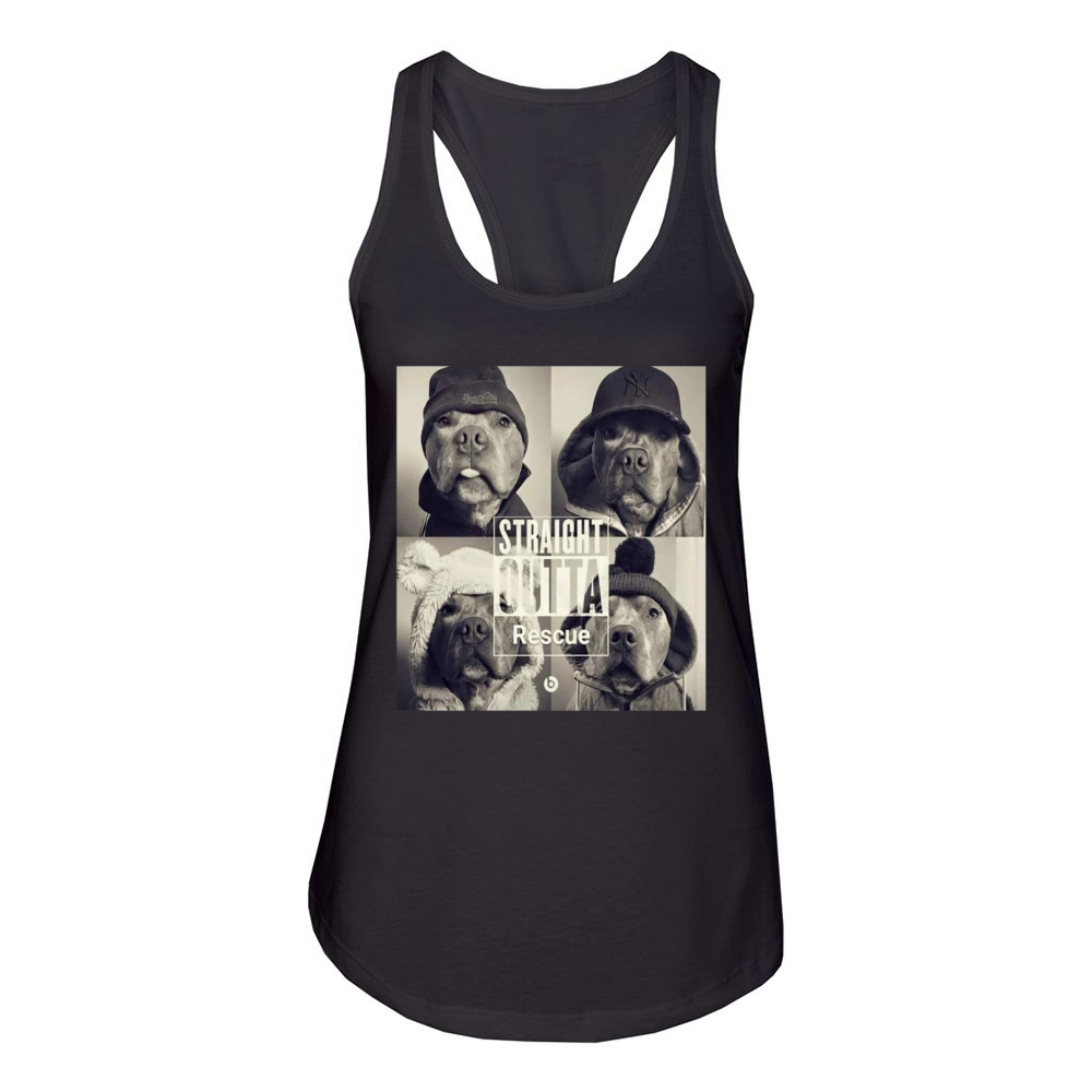 straight outta rescue pitbull Women's Racerback Tank