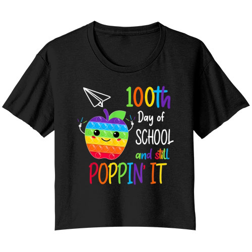 100th Day Pop It Happy 100 Days Of School And Stil Bella Ladies Flowy Crop T-shirt