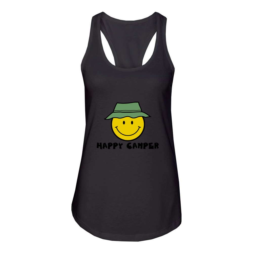 Happy Camper Camping Smiley Face Women's Racerback Tank