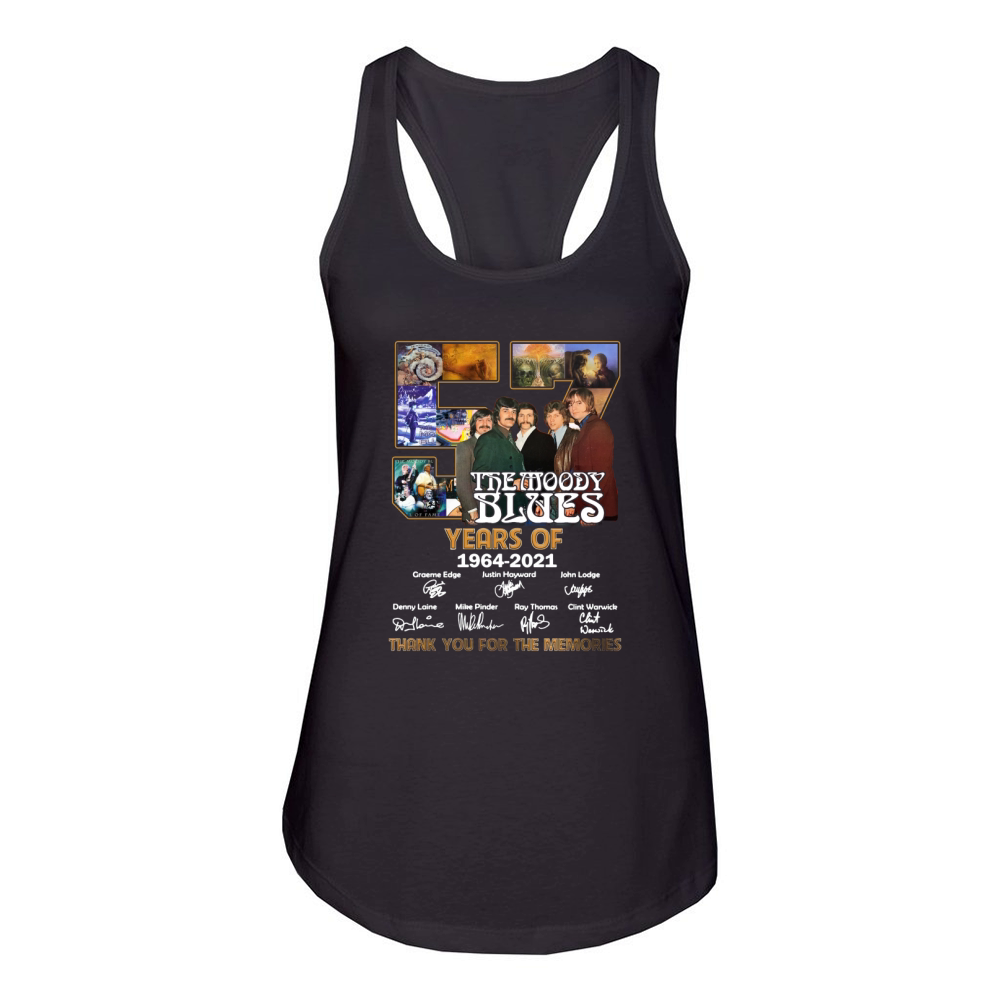 The Moody Blues 57 years of 1964 2021 signatures thank you for the memories Women's Racerback Tank