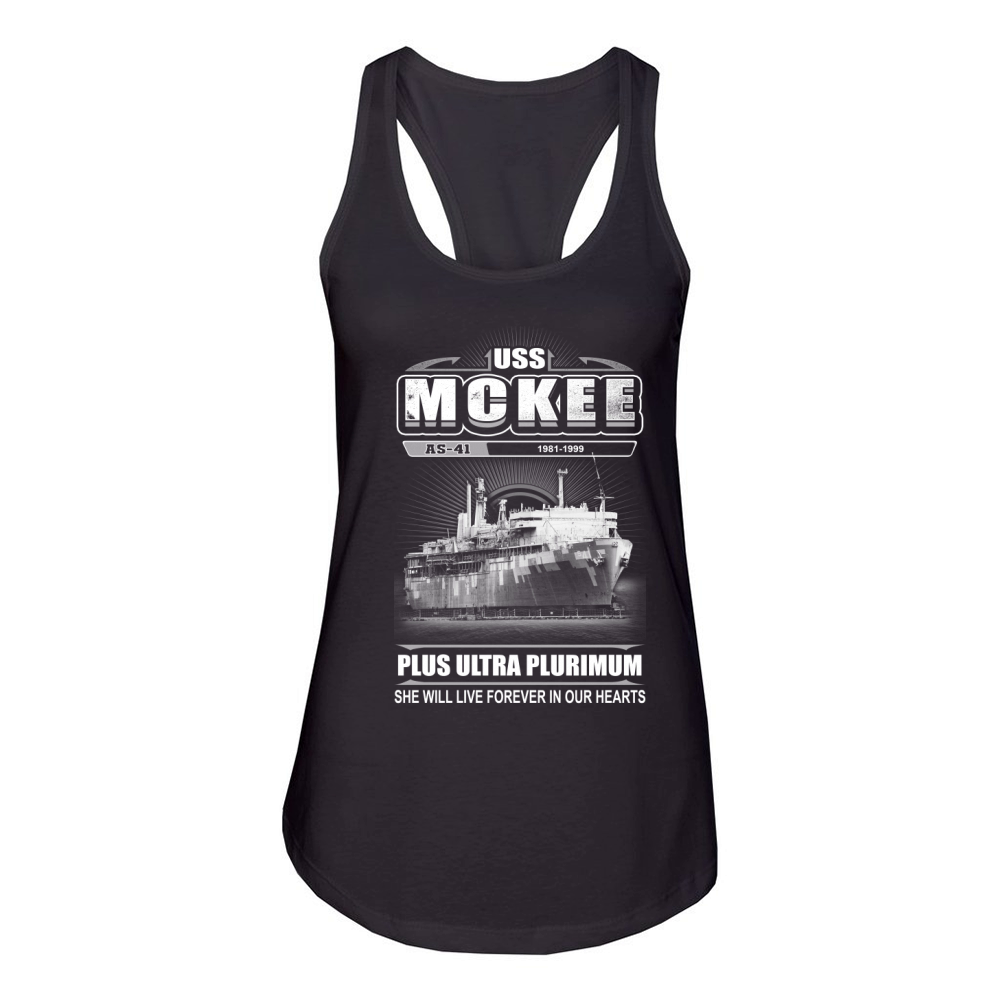 USS McKee AS 41 She will live forever in our heart Women's Racerback Tank