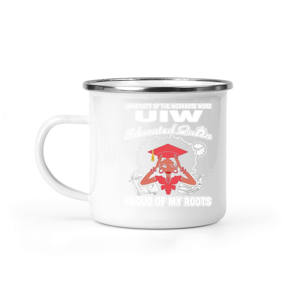 University of the incarnate word uiw educated queen proud of my roots Camping Mug