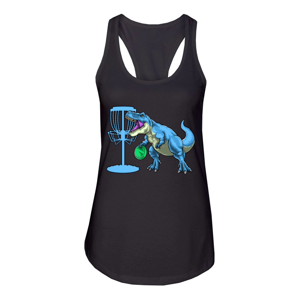 Disc Golf Dinosaur Disc Golfing Women's Racerback Tank