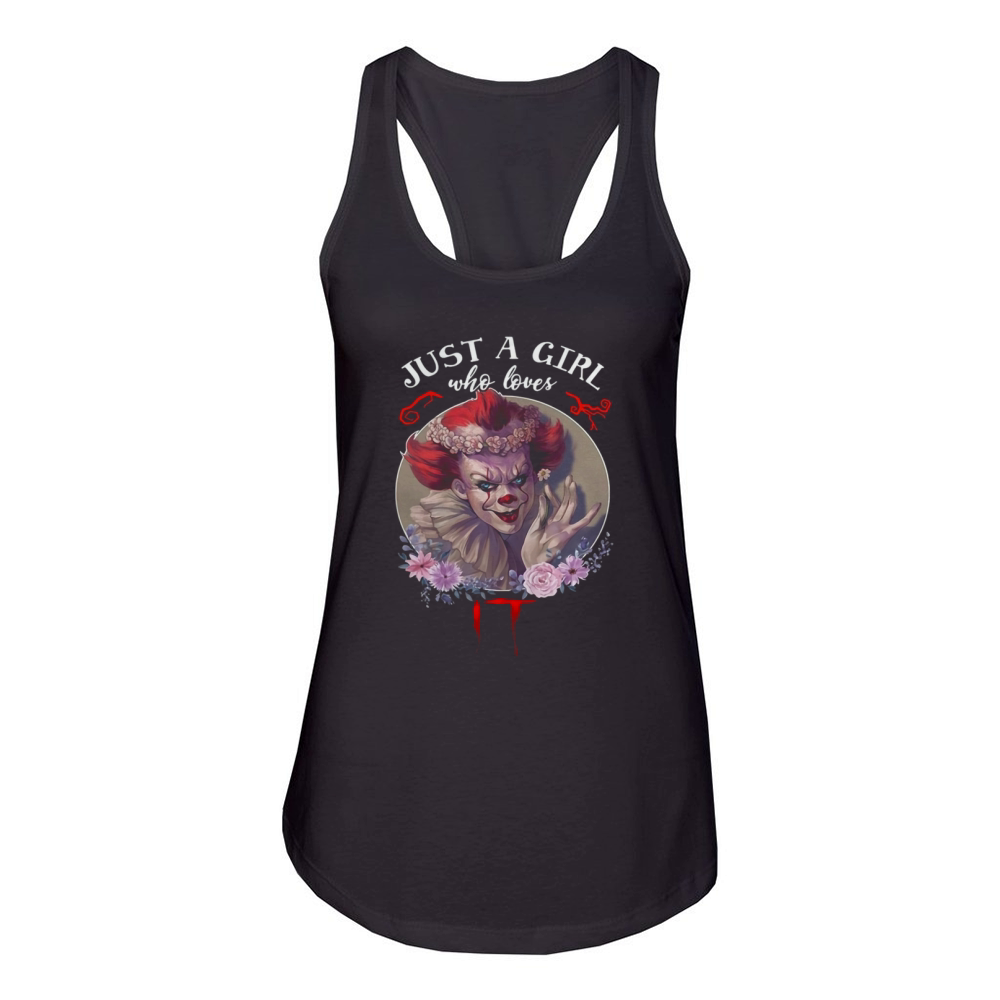 Just a girl who love IT Pennywise floral shirt Women's Racerback Tank