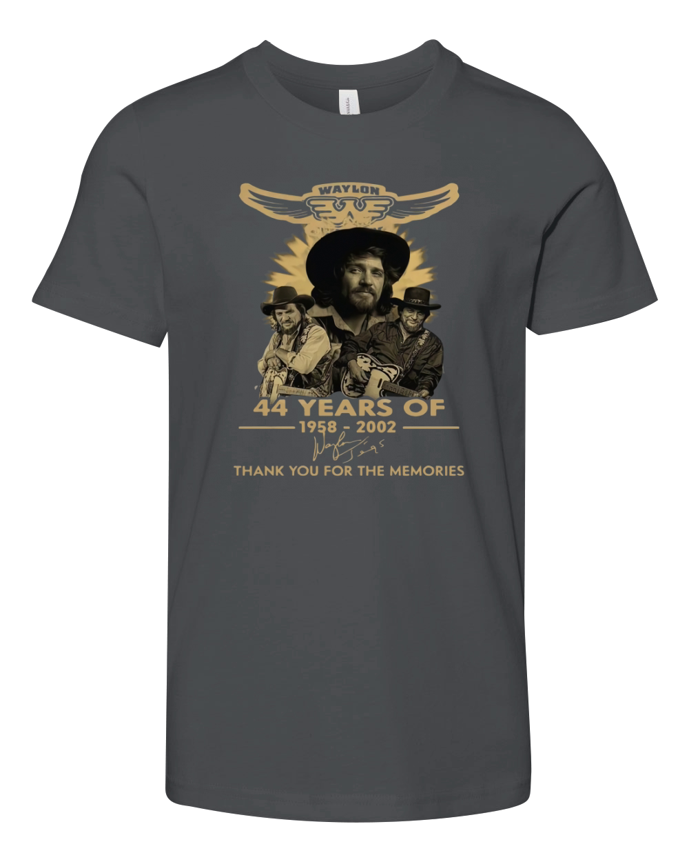 Official Waylon Jennings Signature Thank You For The Memories Youth Unisex Jersey Tee