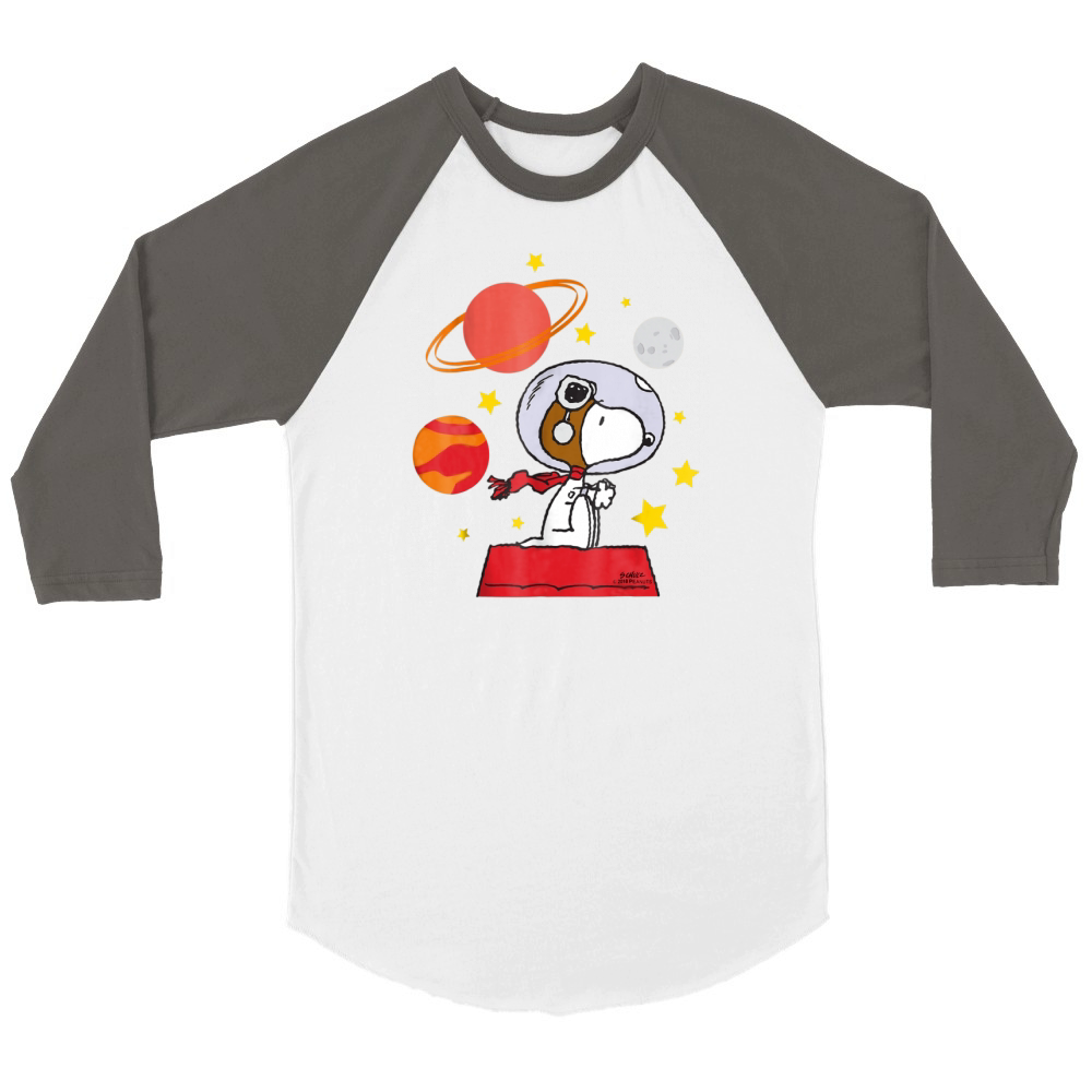Peanuts Snoopy Space Pilot Mars, Moon And Saturn shirt Unisex ¾ sleeve Raglan T-shirt