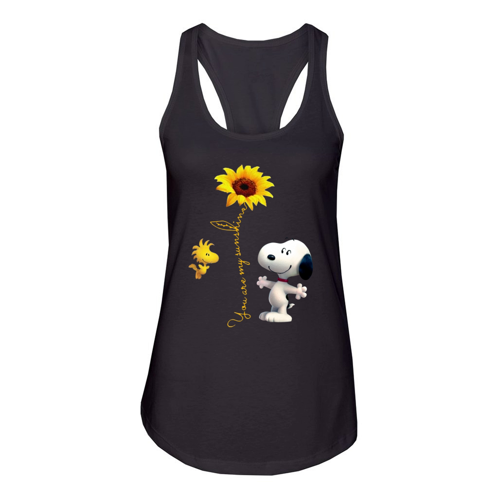 Snoopy and Woodstock you are my sunshine Women's Racerback Tank
