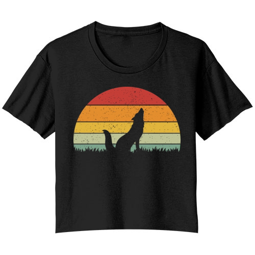 Vintage Retro Wolf Vintage Wolf Bella Ladies Flowy Crop T-shirt