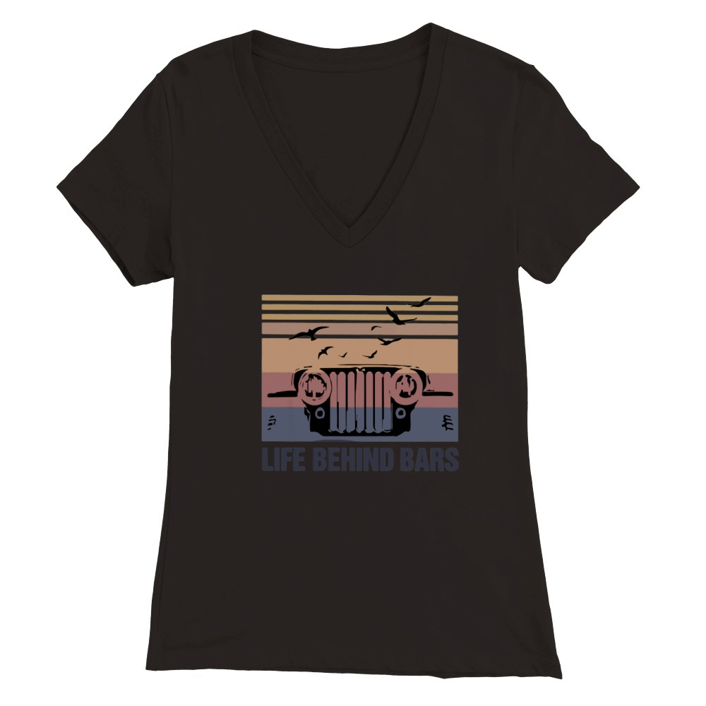 Vintage Jeep life behind bars shirt Premium Womens V-Neck T-shirt