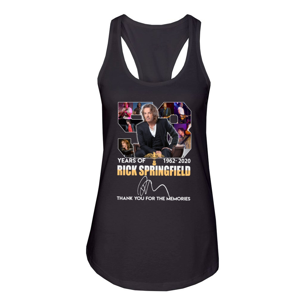 58 Years of Rick Springfield 1962-2020 thank you for memories signature Women's Racerback Tank