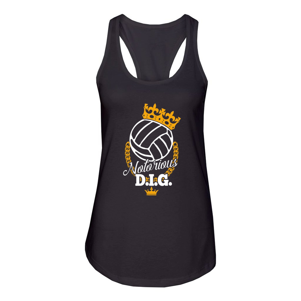 Funny Volleyball Notorious DIG Women's Racerback Tank