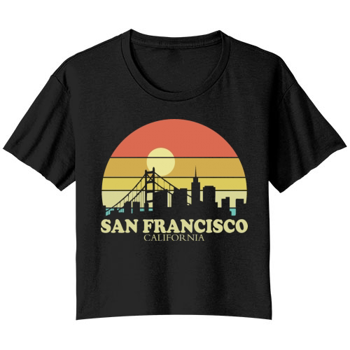 San Francisco Sunset Bella Ladies Flowy Crop T-shirt