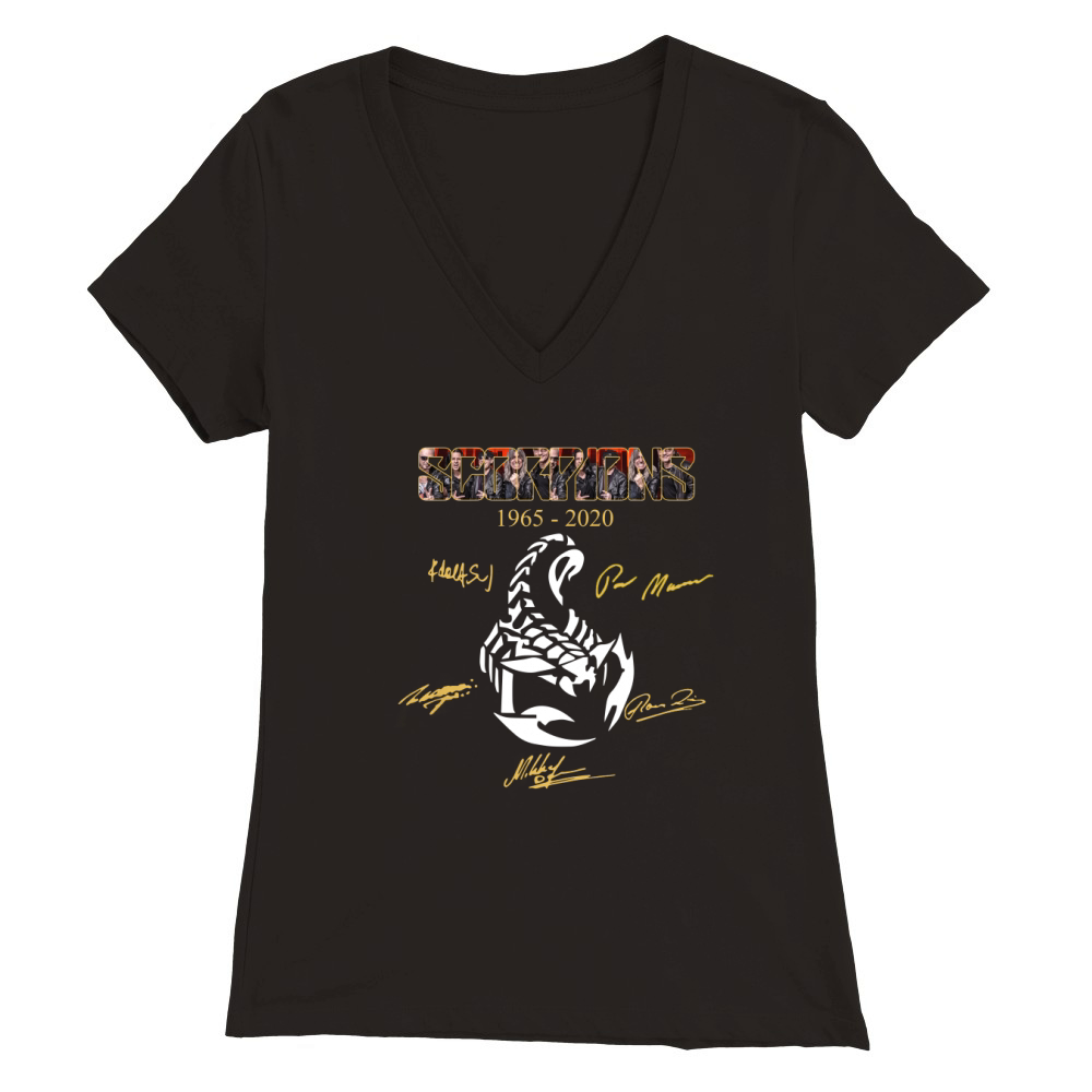 Scorpions Rock Band 1965 2020 Signatures Premium Womens V-Neck T-shirt