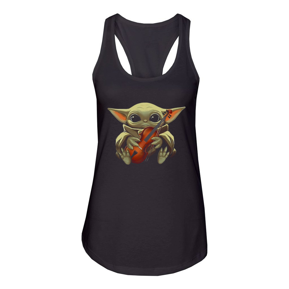 Baby Yoda Hugging Violin Women's Racerback Tank