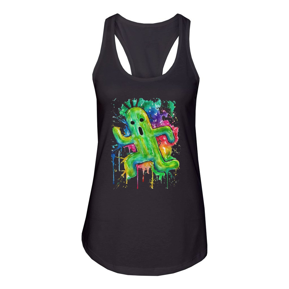 Cute Cactuar Running Watercolor Final fantasy Jonny2may Awesome Women's Racerback Tank