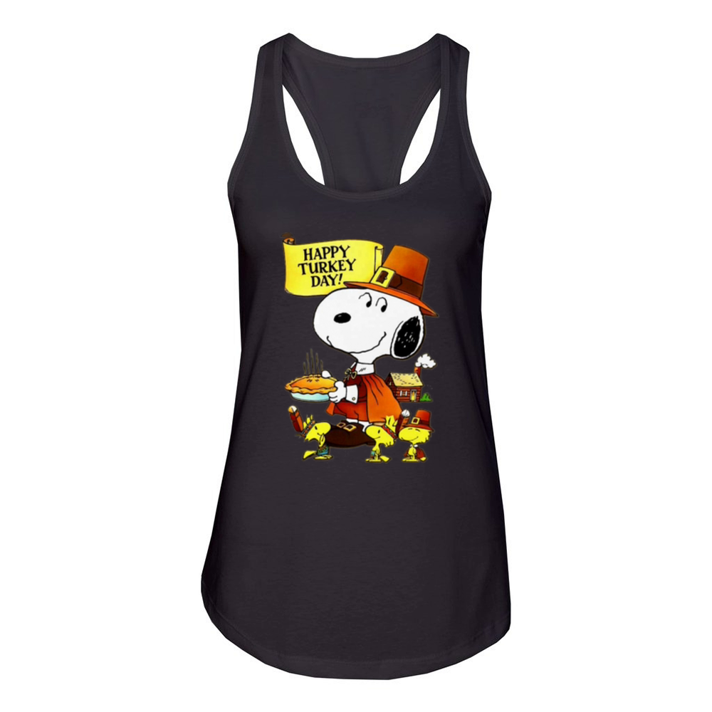 Happy Turkey Day Snoopy And Woodstock Thanksgiving Day shirt - Unisex Long Sleeve Women's Racerback Tank