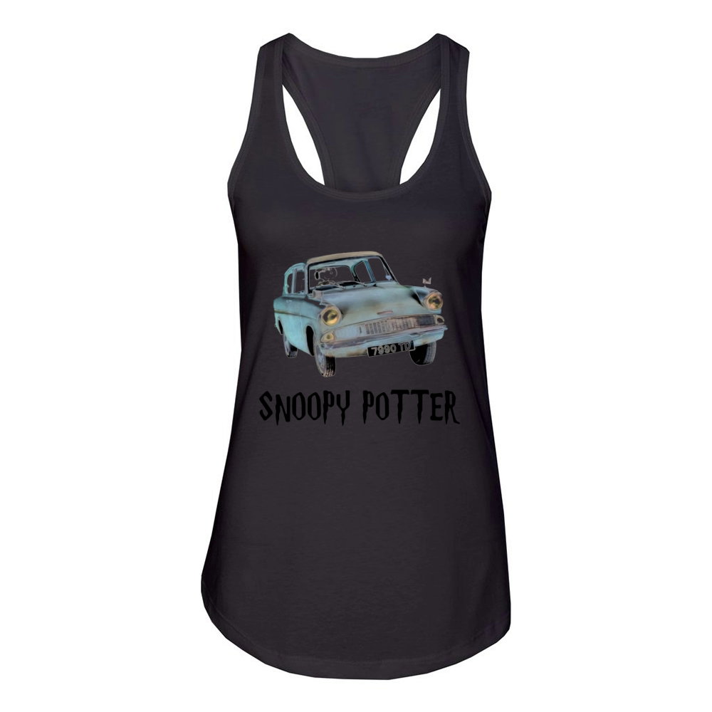 Snoopy driving Harry Potter t-shirt Women's Racerback Tank