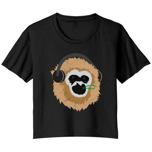 Music Monkey Headphone Music Lover Funny Gift Idea Bella Ladies Flowy Crop T-shirt