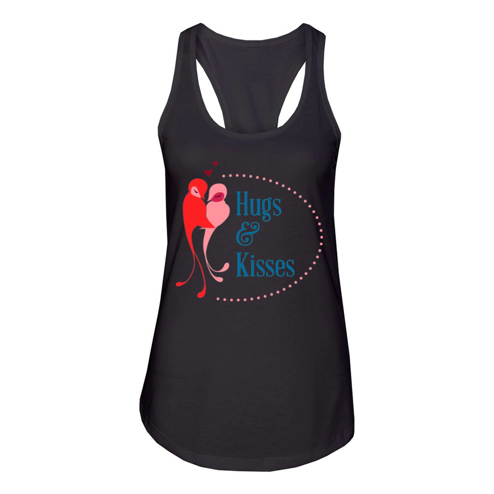 hugs and kisses love birds valentine Women's Racerback Tank