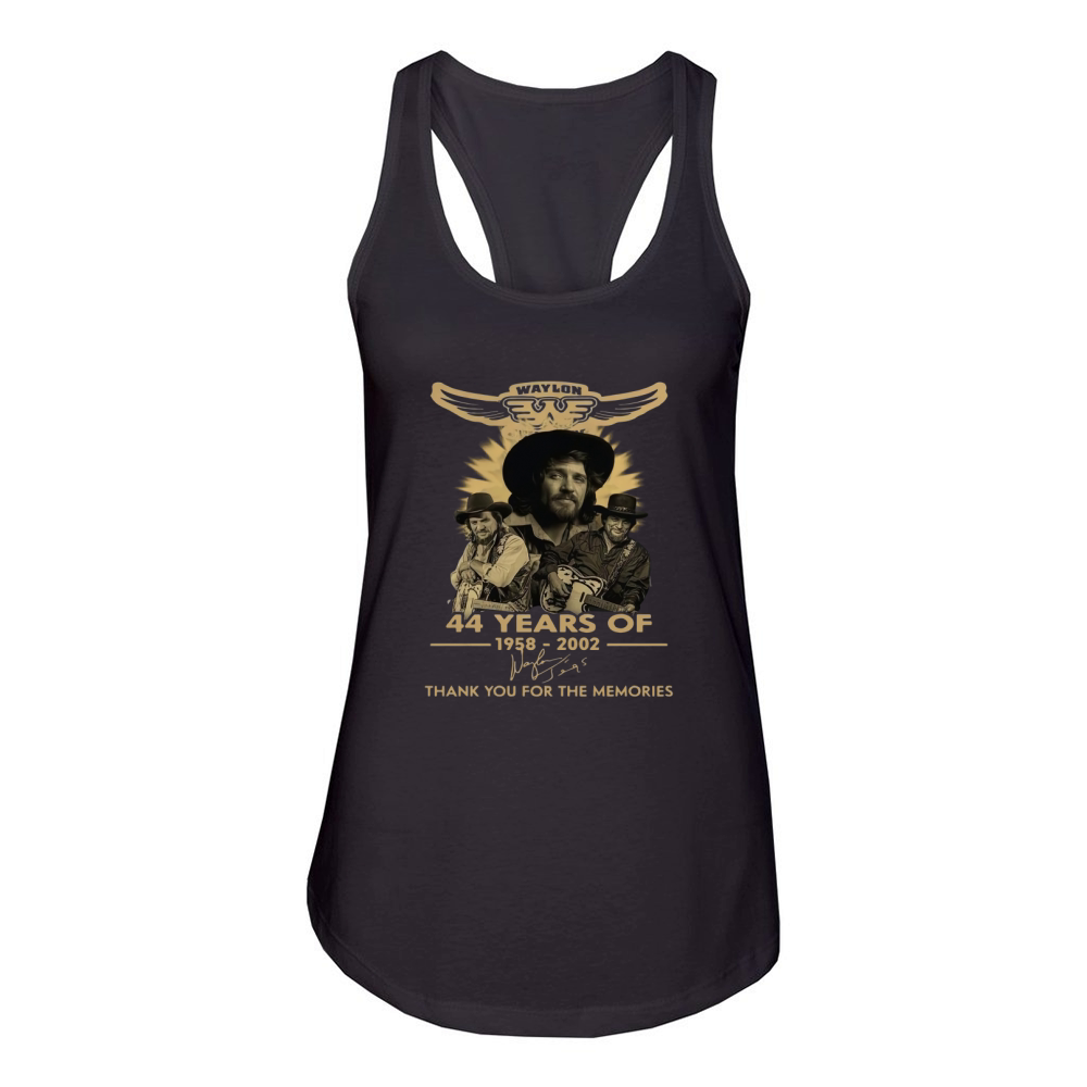 Official Waylon Jennings Signature Thank You For The Memories Women's Racerback Tank