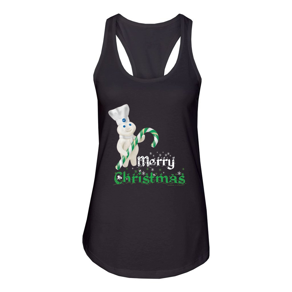 Pillsbury Doughboy Merry Christmas Greeting Mascot Women's Racerback Tank