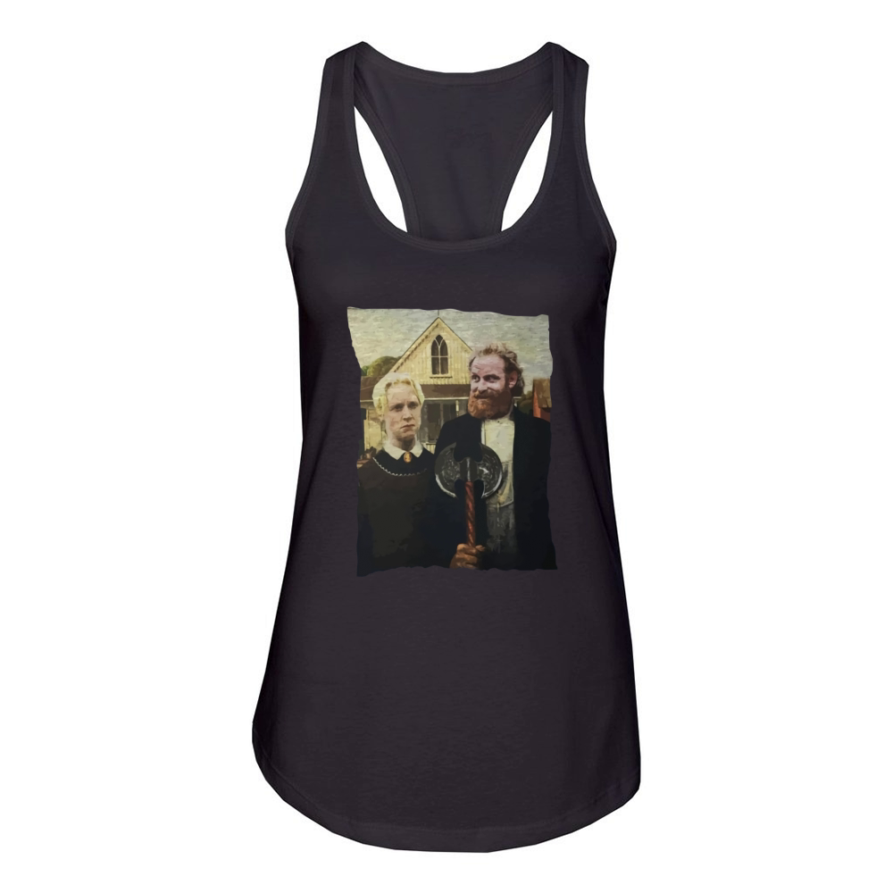 Tormund and Brienne Westeros American Gothic shirt - Coffee Mug (colored) Women's Racerback Tank