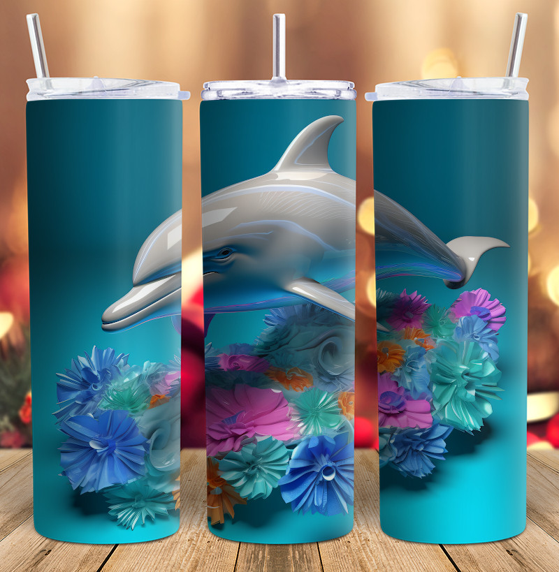 Colorful 3D Dolphin Tumbler