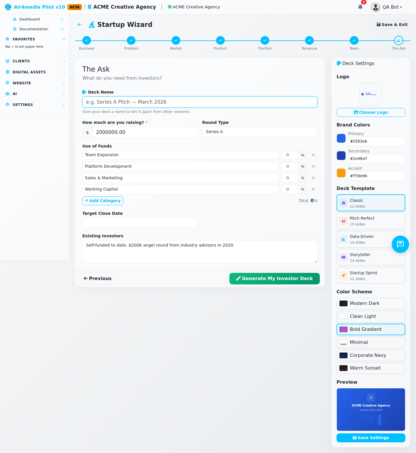 Startup Wizard