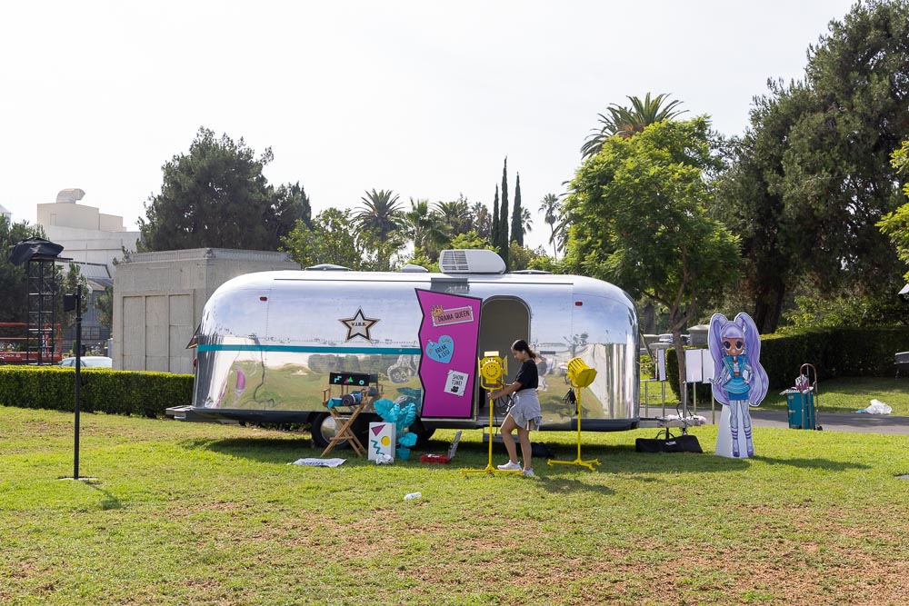 A wrapped Airstream brand activation