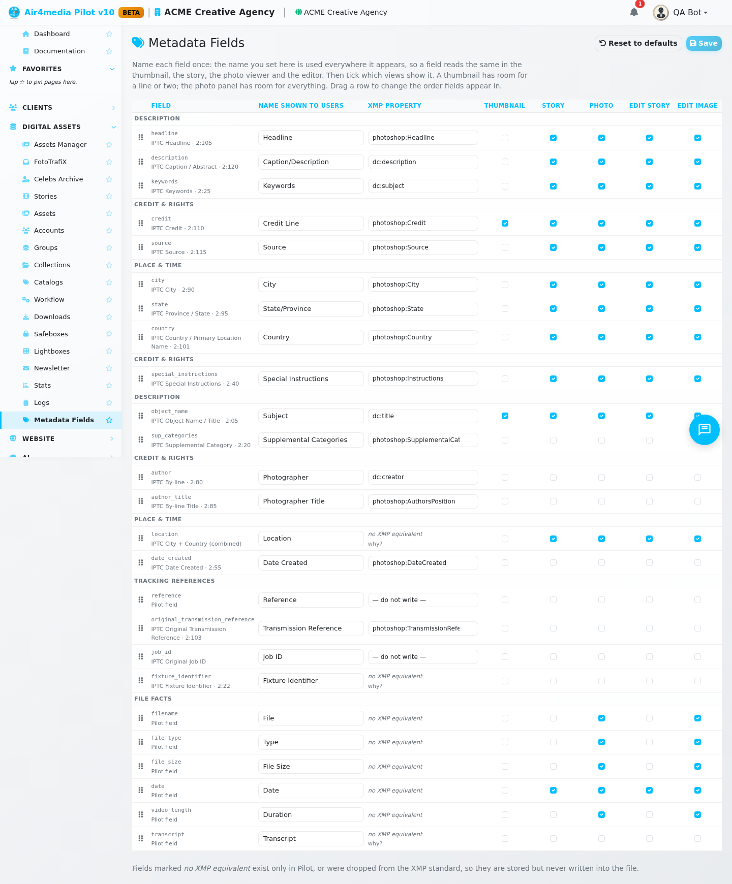 Metadata Fields