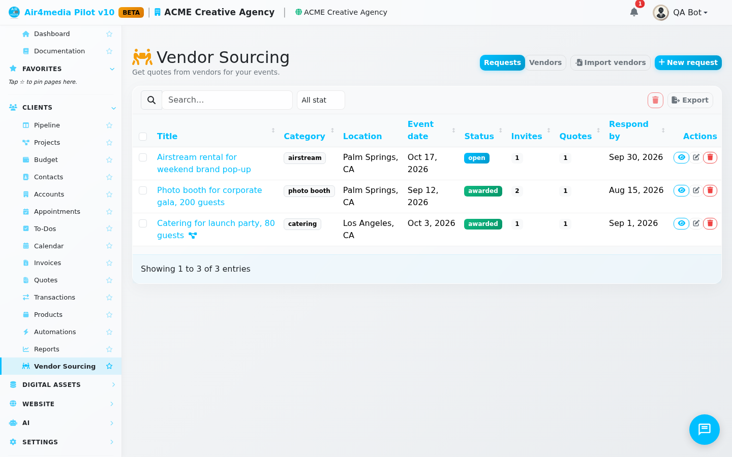 Vendor Sourcing