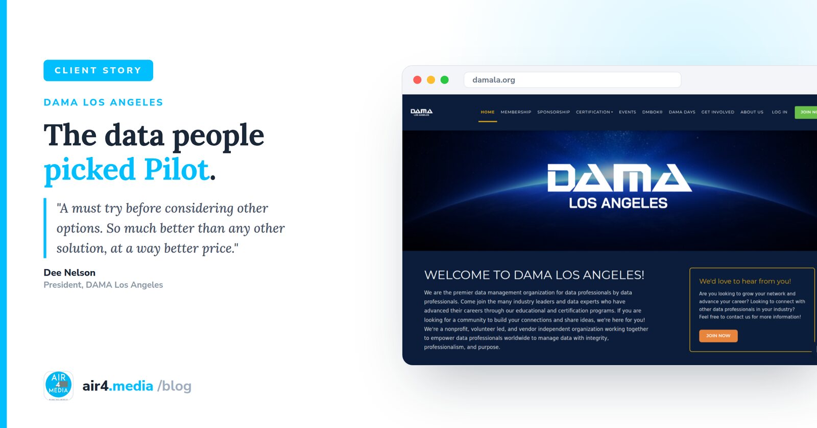 The Data People Picked Pilot: DAMA Los Angeles, in Their President's Own Words