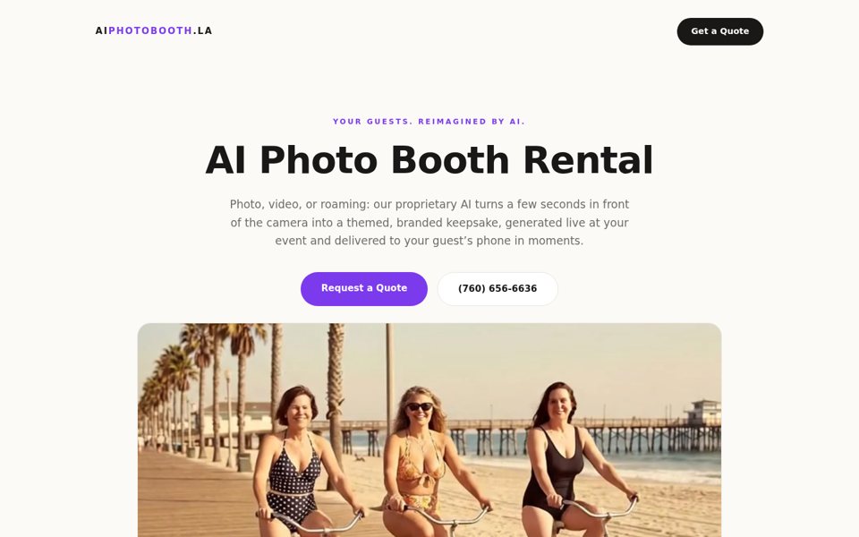 The aiphotobooth.la home page