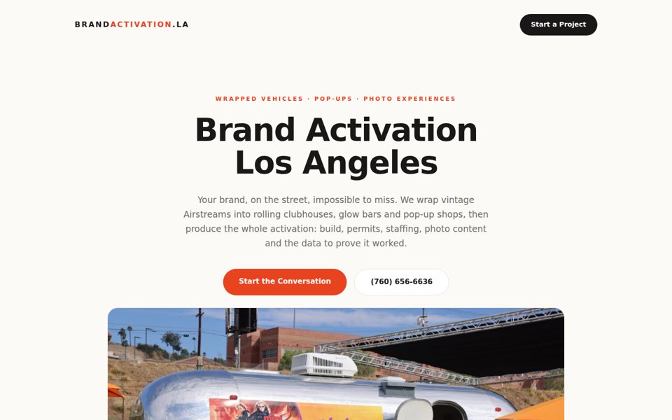 The brandactivation.la home page