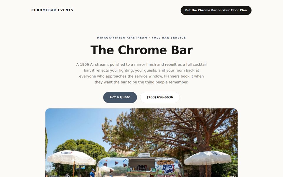 The chromebar.events home page