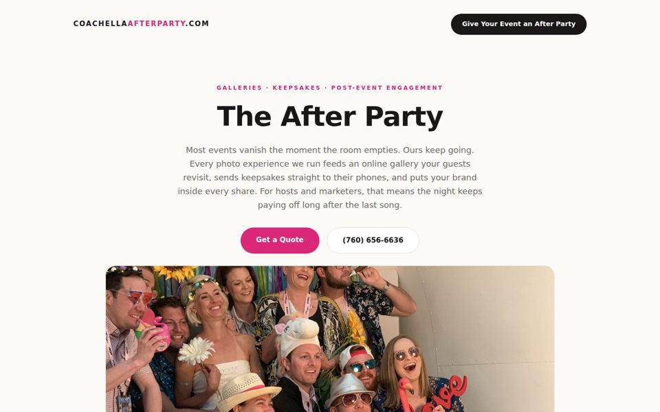 The coachellaafterparty.com home page