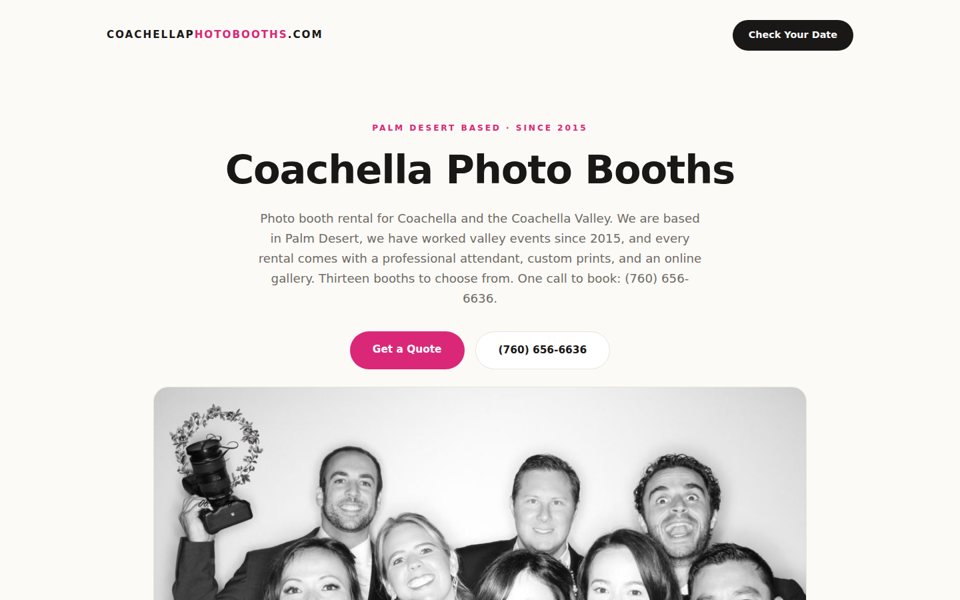 The coachellaphotobooths.com home page