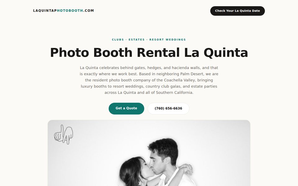 The laquintaphotobooth.com home page
