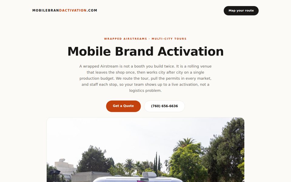 The mobilebrandactivation.com home page