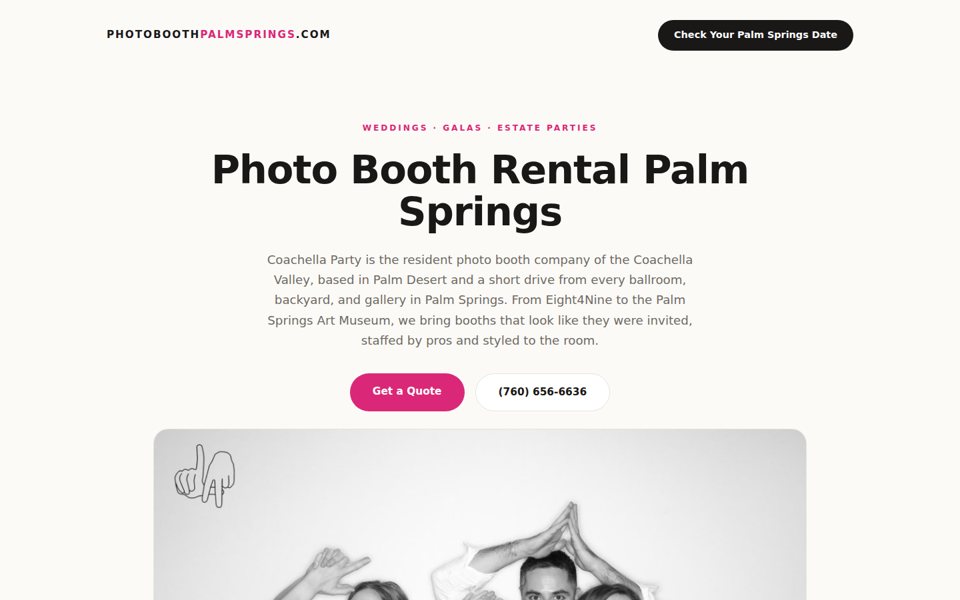 The photoboothpalmsprings.com home page