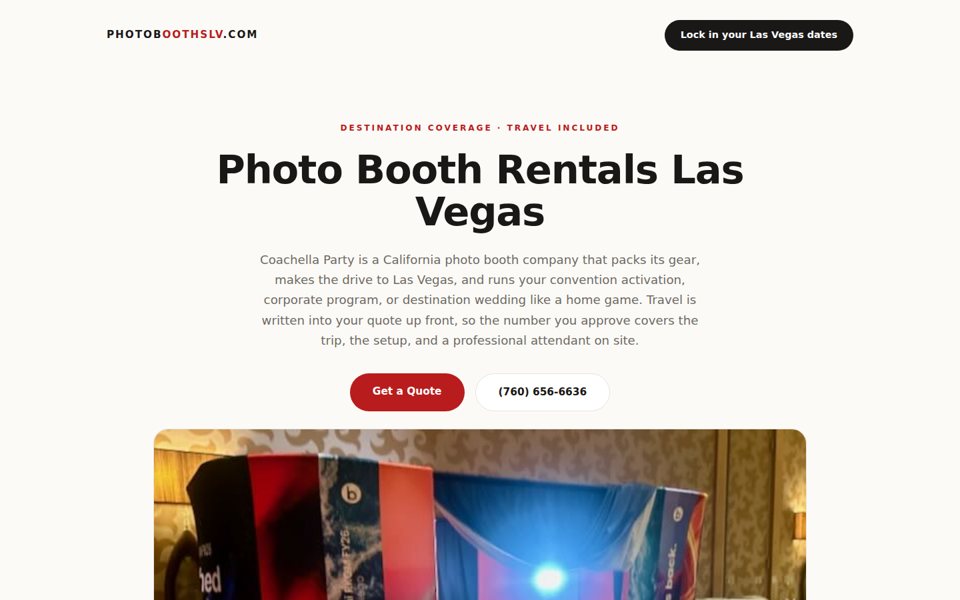 The photoboothslv.com home page